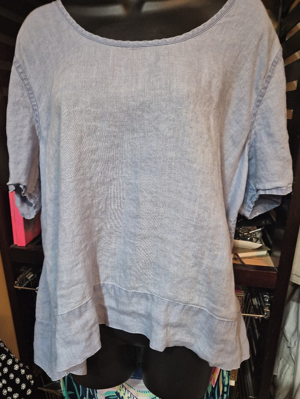 Flax Brand Tunic Size Large 100% Linen Top Lagenlook Boho Festival Spring Summer